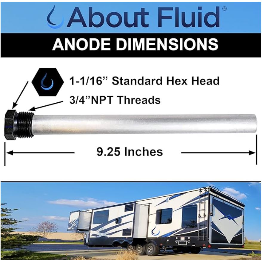 About Fluid Aluminum Zinc Anode Rod for Water Heater Rotten Egg Odor Fix RV Kit Dimensions